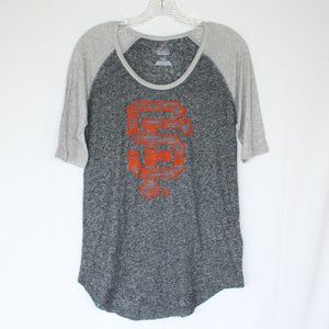 MAJESTIC SAN FRANSICO GIANTS WOMENS T-SHIRT TOP SZ L BASEBALL 1/2 SLEEVE  2015
